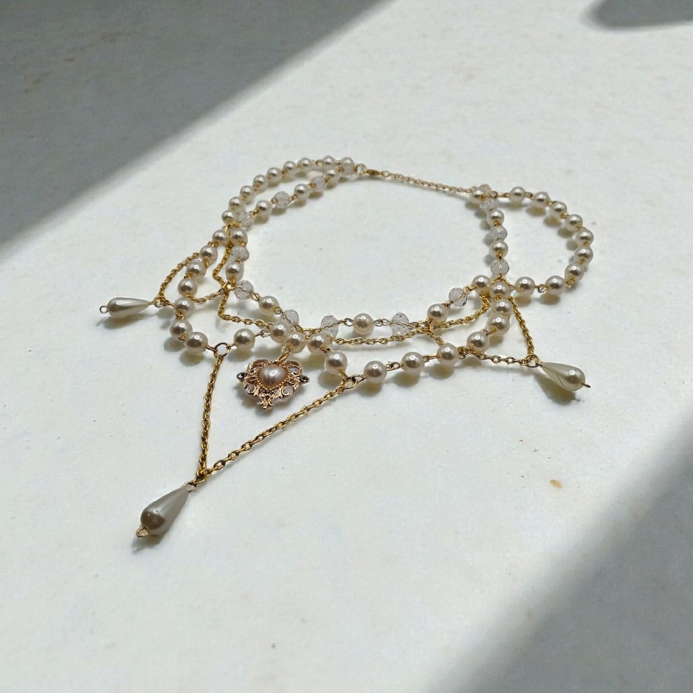 NWT Artificial Pearl Tassel Necklace